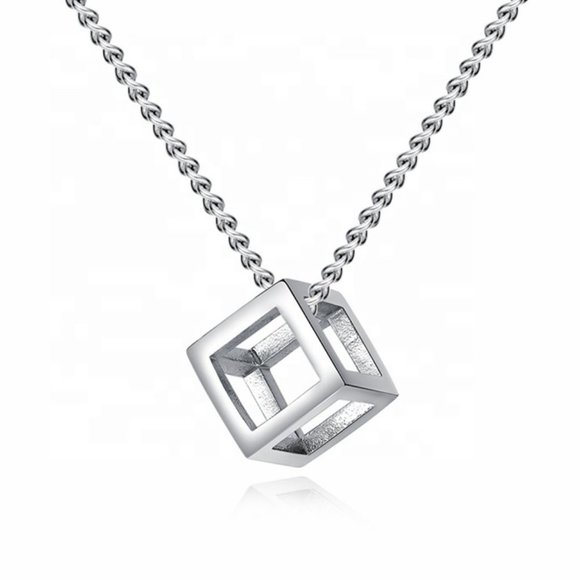 ❤️Fashion Style Simple Square Hollow Out Small Box Pendant Necklace,N90201P157 - Picture 1 of 5